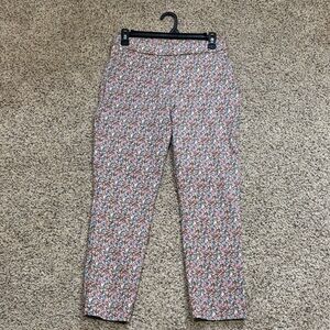 Floral Print Slim Ankle Pants - Pink Multi